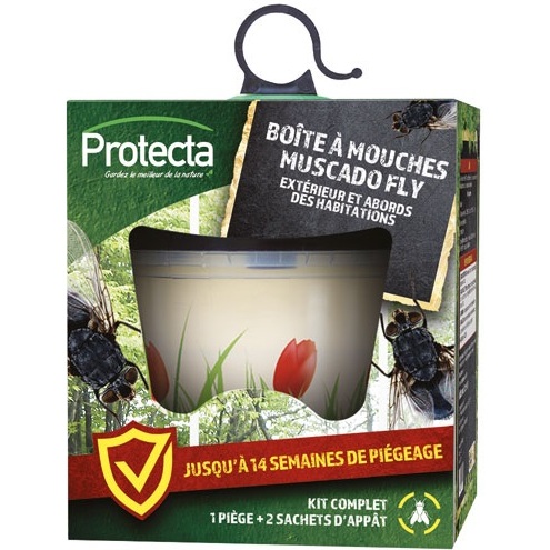 Boîte piège à mouches écologique avec 3 appâts Protecta