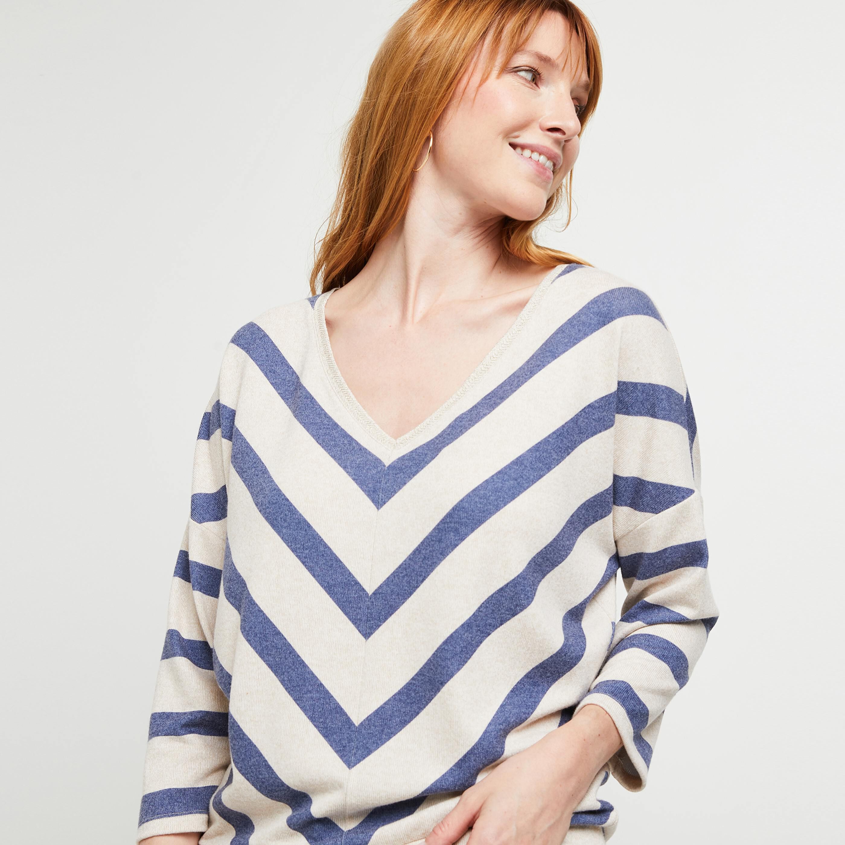 T-shirt à rayures femme - BEIGE