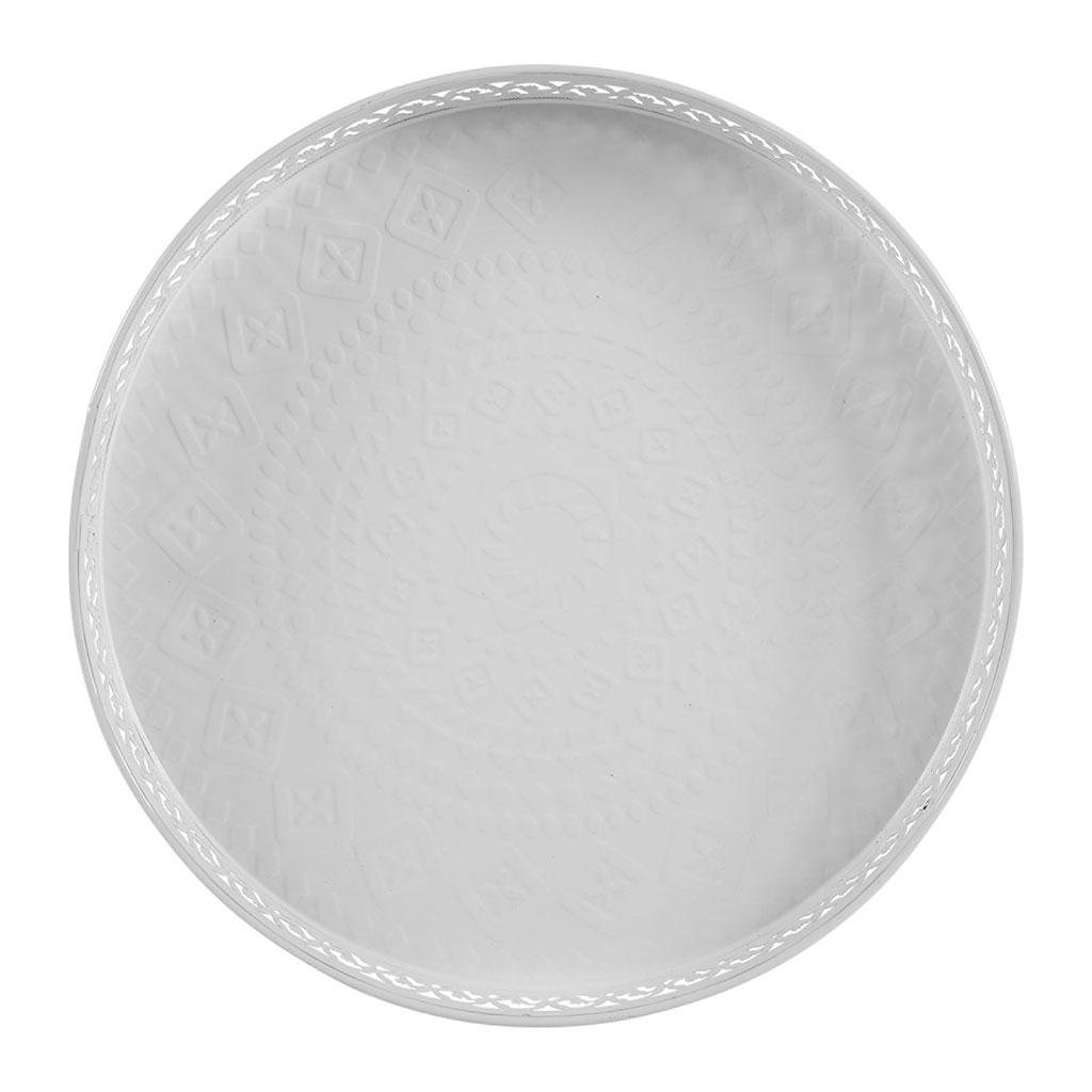 Plateau rond métal blanc D 31.5cm