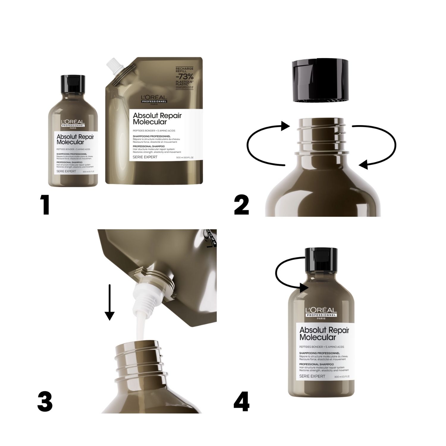 co-Recharge Shampoing Absolut Repair Molecular L'Oral Professionnel 500 ML