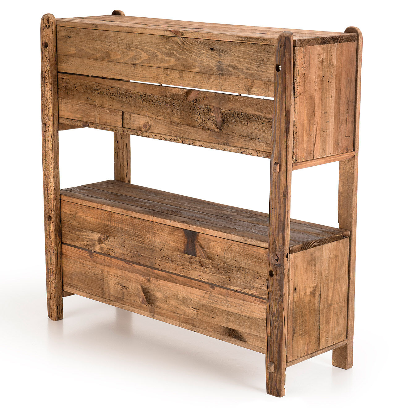 Macabane Étagère 3 niveaux en bois de Pin recyclé Andrian marron - 108x37x106 cm