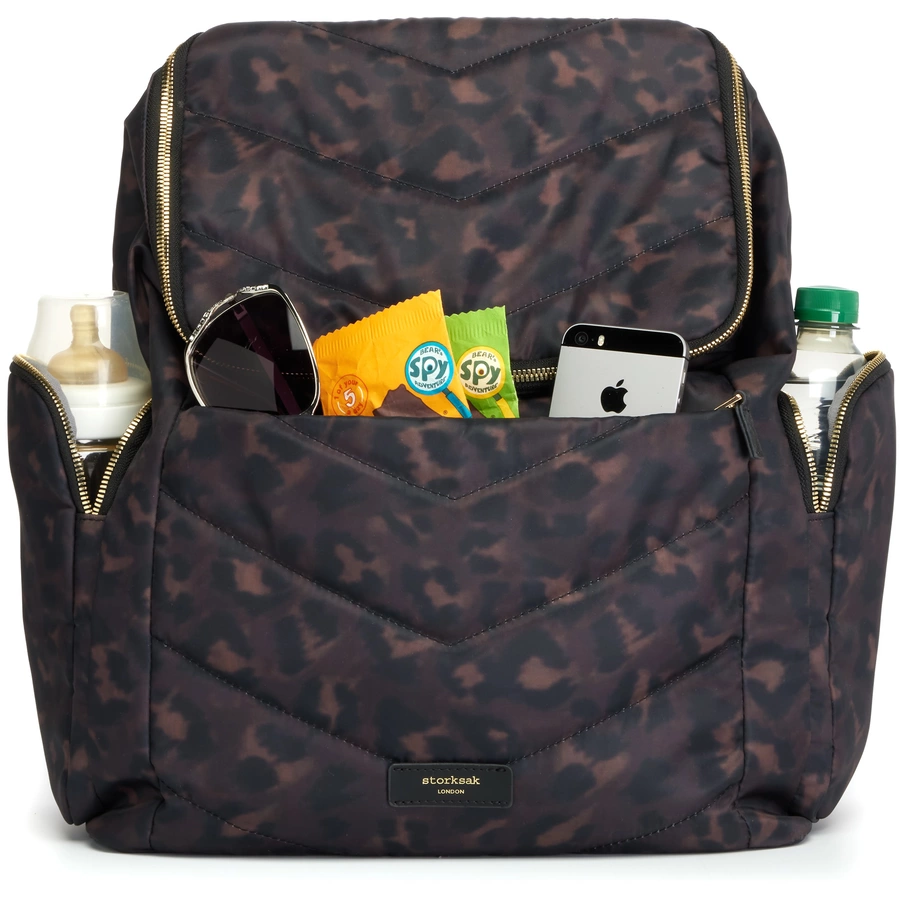 storksak Wickelrucksack Alyssa Leopard black