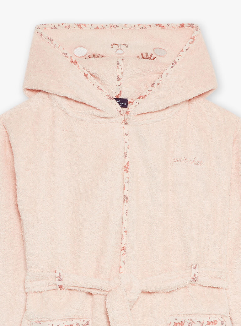 Peignoir à capuche en éponge rose