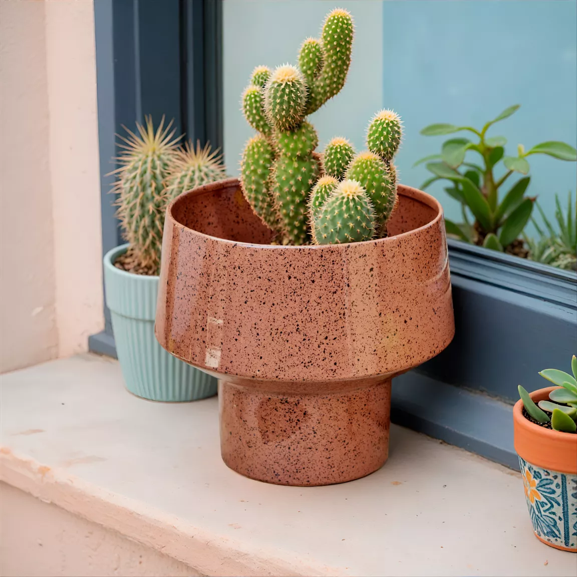Cache-pot en métal (H16 cm) Terrazzo Marron