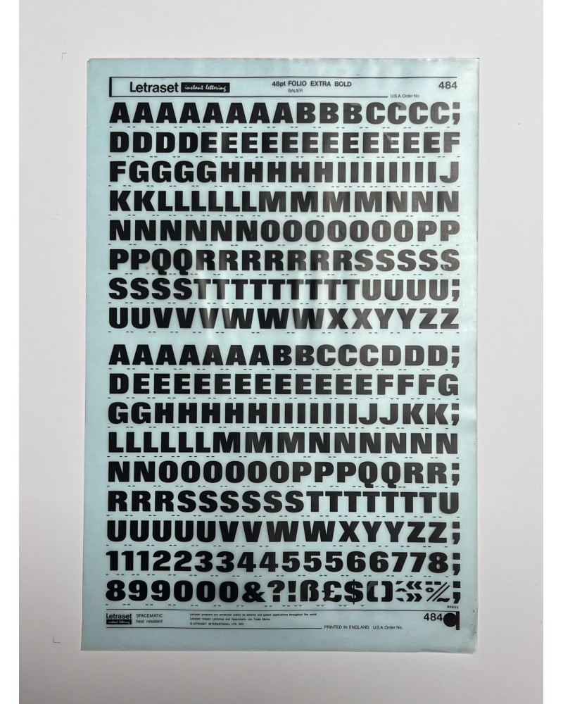 Letraset 484 - FOLIO EXTRA BOLD - 48pt