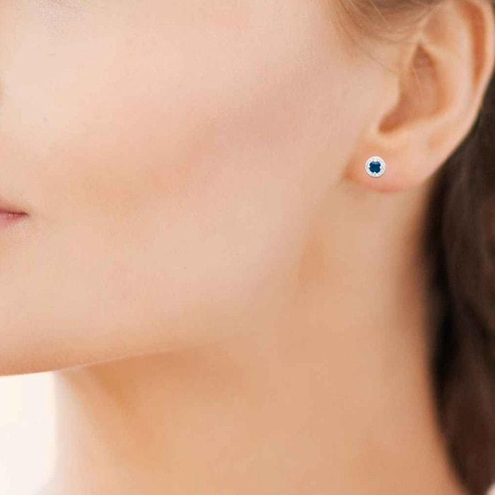 Boucles d'oreilles puces - Argent 925/1000 rhodié & oxyde de zirconium