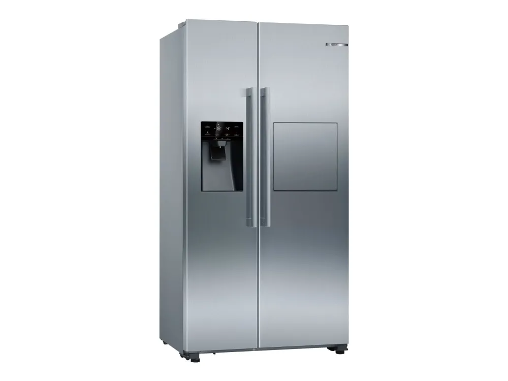 Bosch Serie | 6 KAG93AIEP - Køleskab/fryser - side ved side med vanddispenser, isdispenser - fritstående - bredde: 90.8 cm - dybde: 70.7 cm - højde: 178.7 cm - 531 liter - Klasse E - rustfrit stål