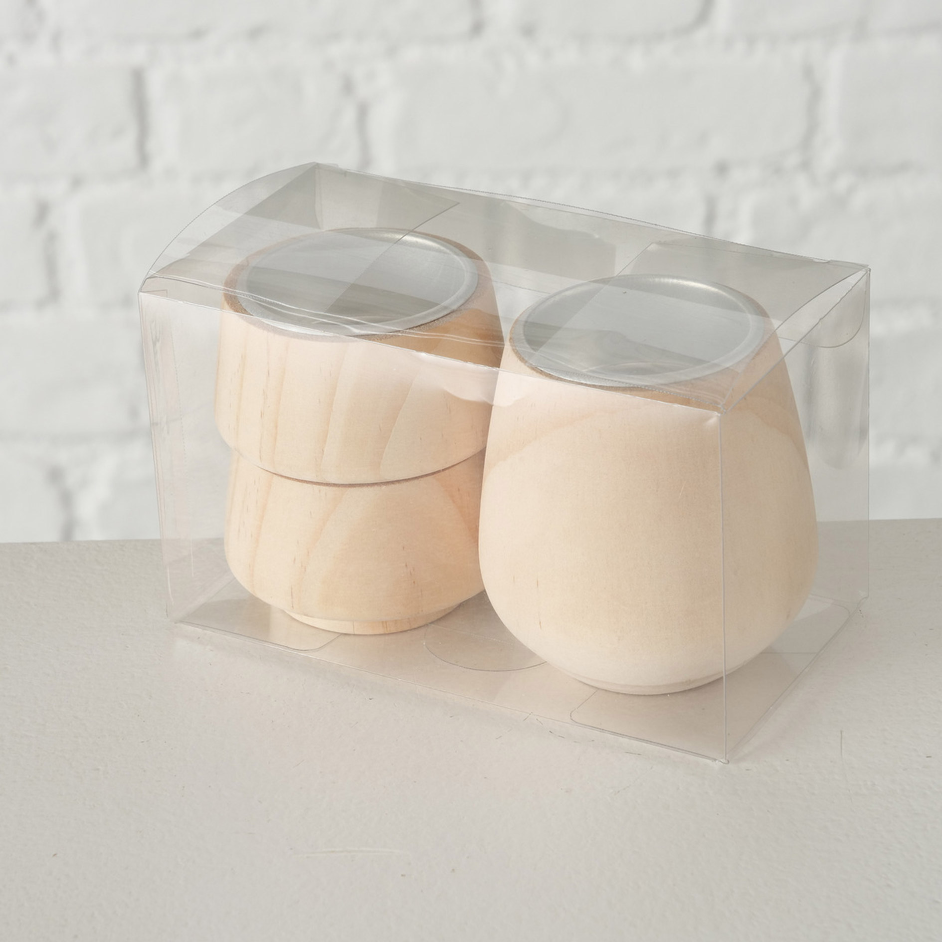 3-teiliges Teelichthalter-Set - beige oder braun - sortiert