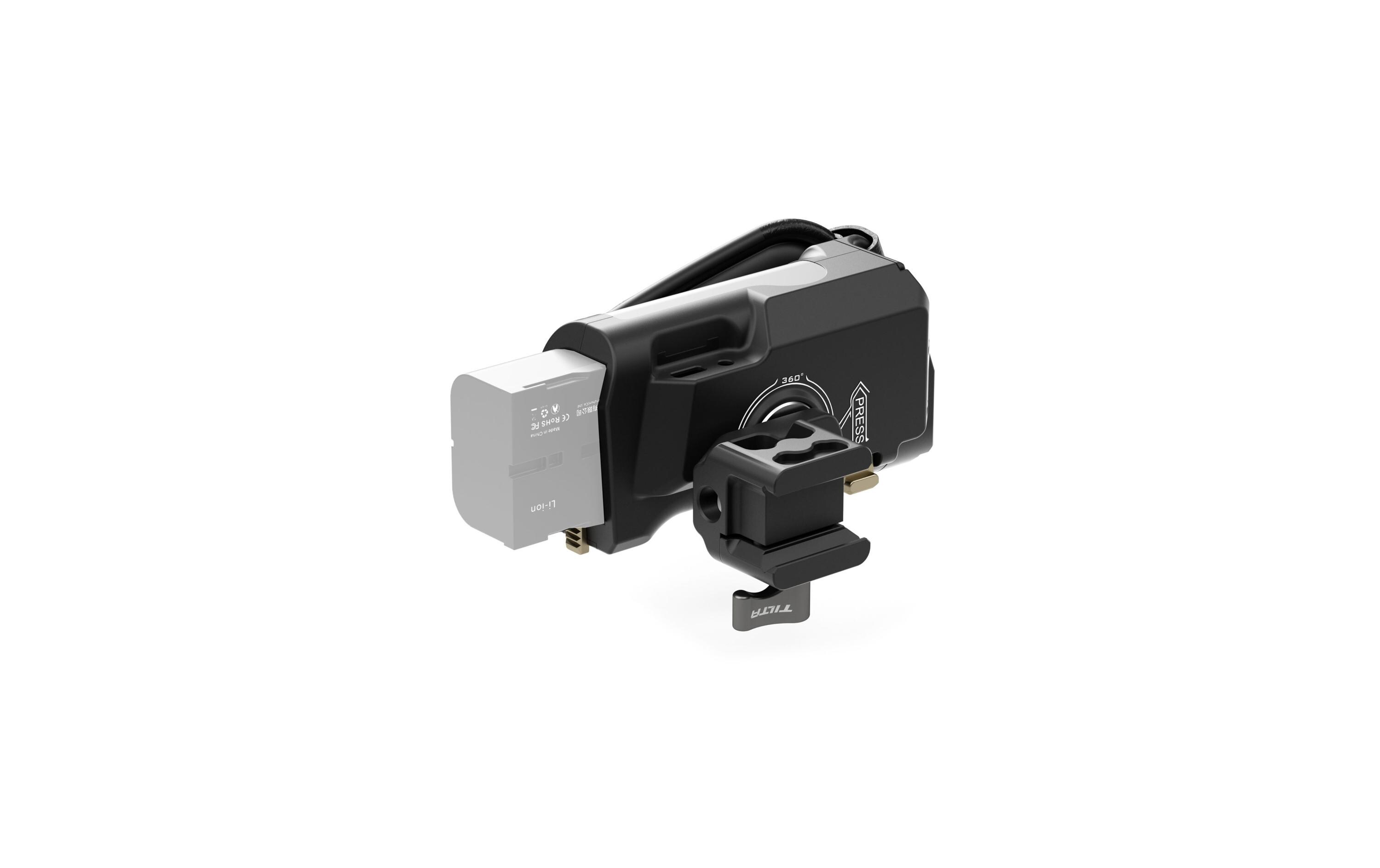 Left Side Advanced Power Handle with R/S Type VI - SchwarzWird an der linken Seite der Tiltaing-Kamerakäfige befestigt