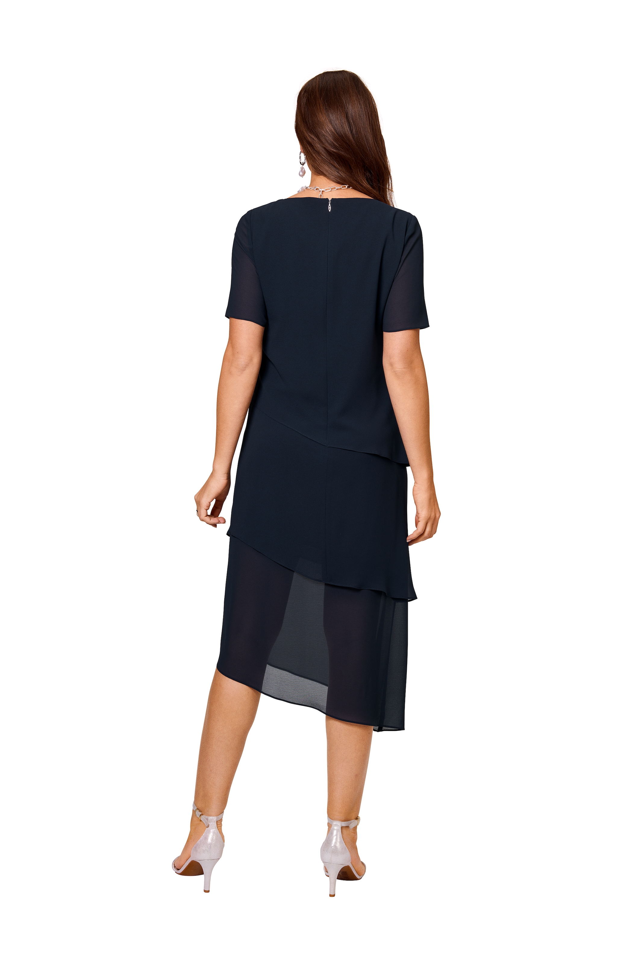 HERMANN LANGE Collection Chiffonkleid mit asymetrischem Saum und im Lagenlook