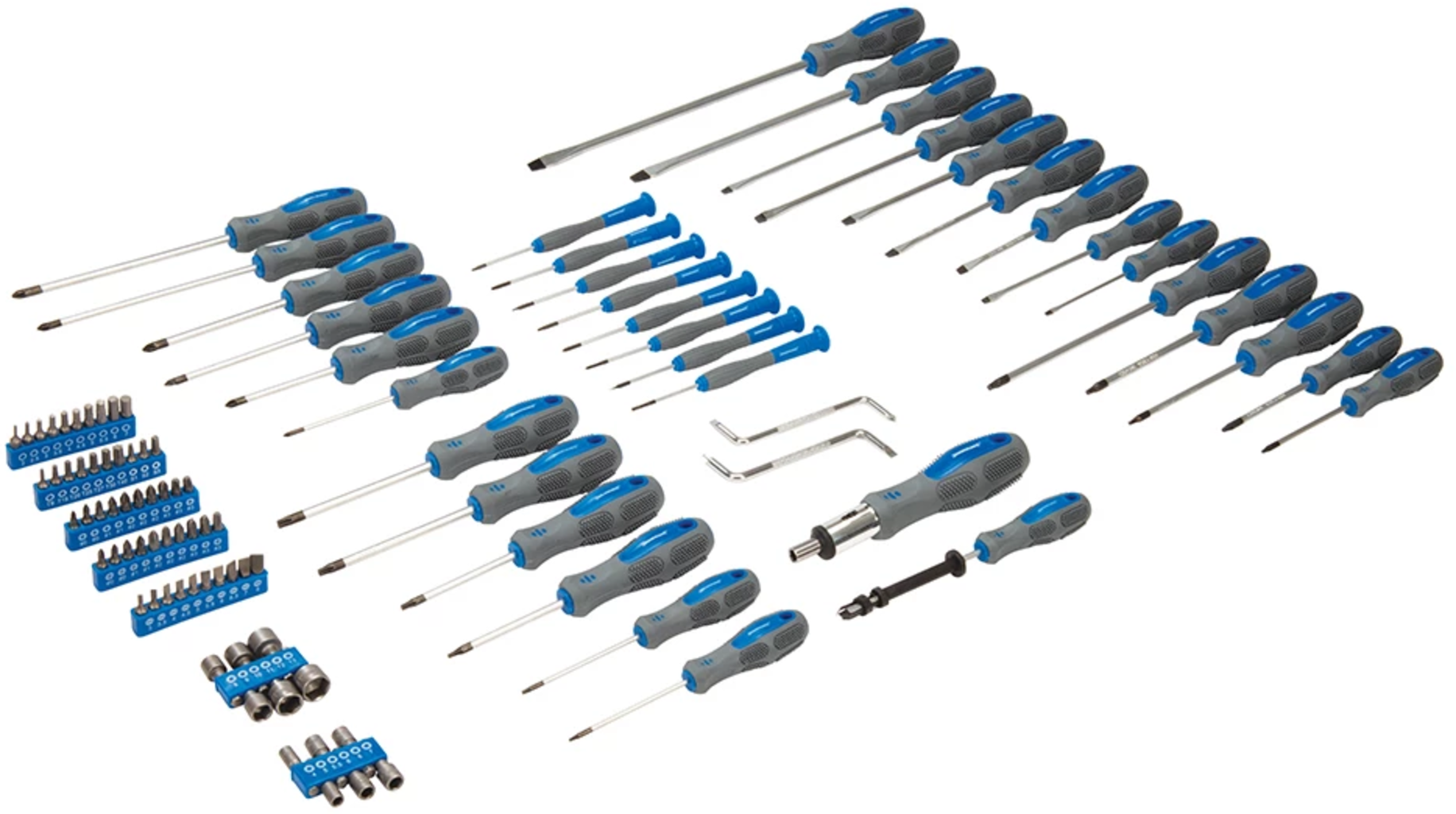 Silverline  Schraubendreher Set, 100-teilig    Handwerkzeuge mit ergonomischen Weichgriffen
