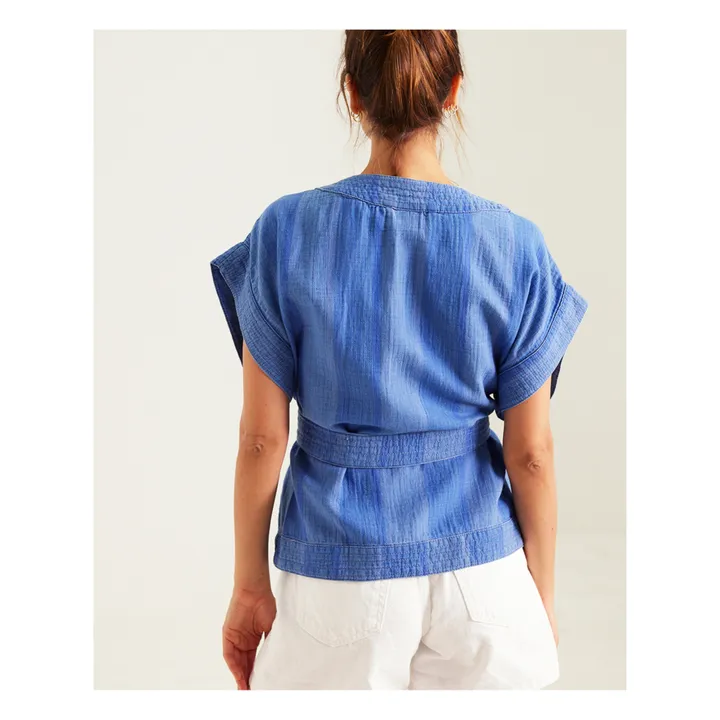 Sacrécoeur Veste Sans Manches Côme Gaze de Coton | Bleu