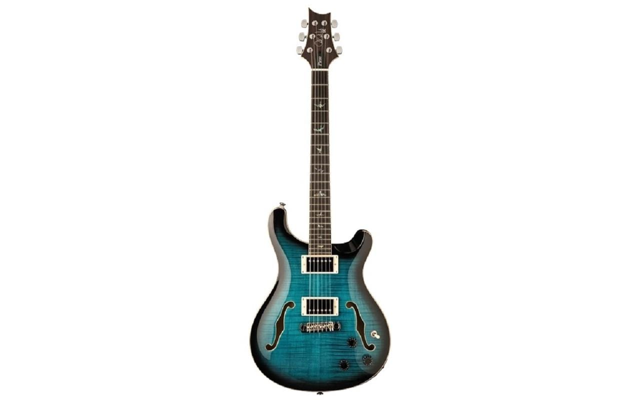 E-Gitarre SE Hollowbody II Piezo – Peacock Blue Burst<br>Hollowbody-E-Gitarre mit Humbucker-Pickups und einem Piezo-System