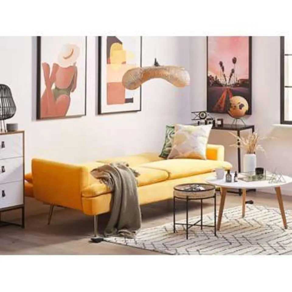 VETTRE - Slaapbank 3-zits - Geel - Fluweel
