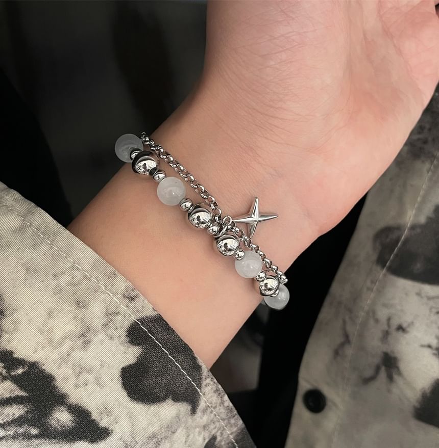 Lilafey - Armband met kralen en nep kattenoogsteen