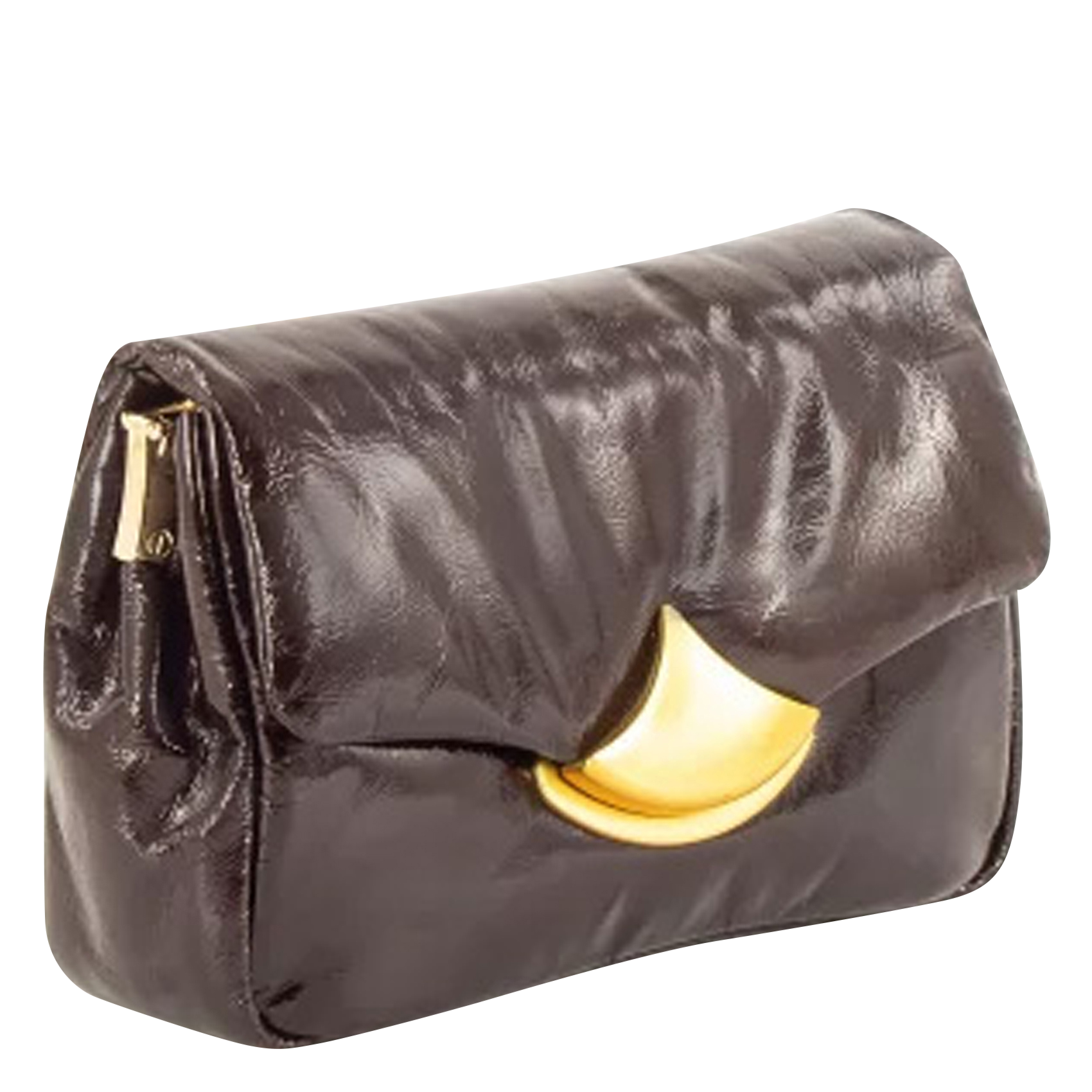 DIVILUZ PUFFY P - Sac bandoulière en cuir vernis | Marron