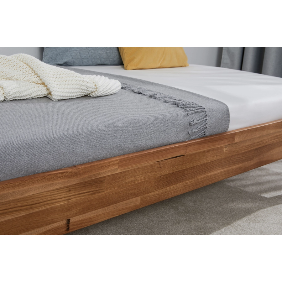 TICAA Einzel- und Doppelbett Dora Eiche massiv geölt Braun