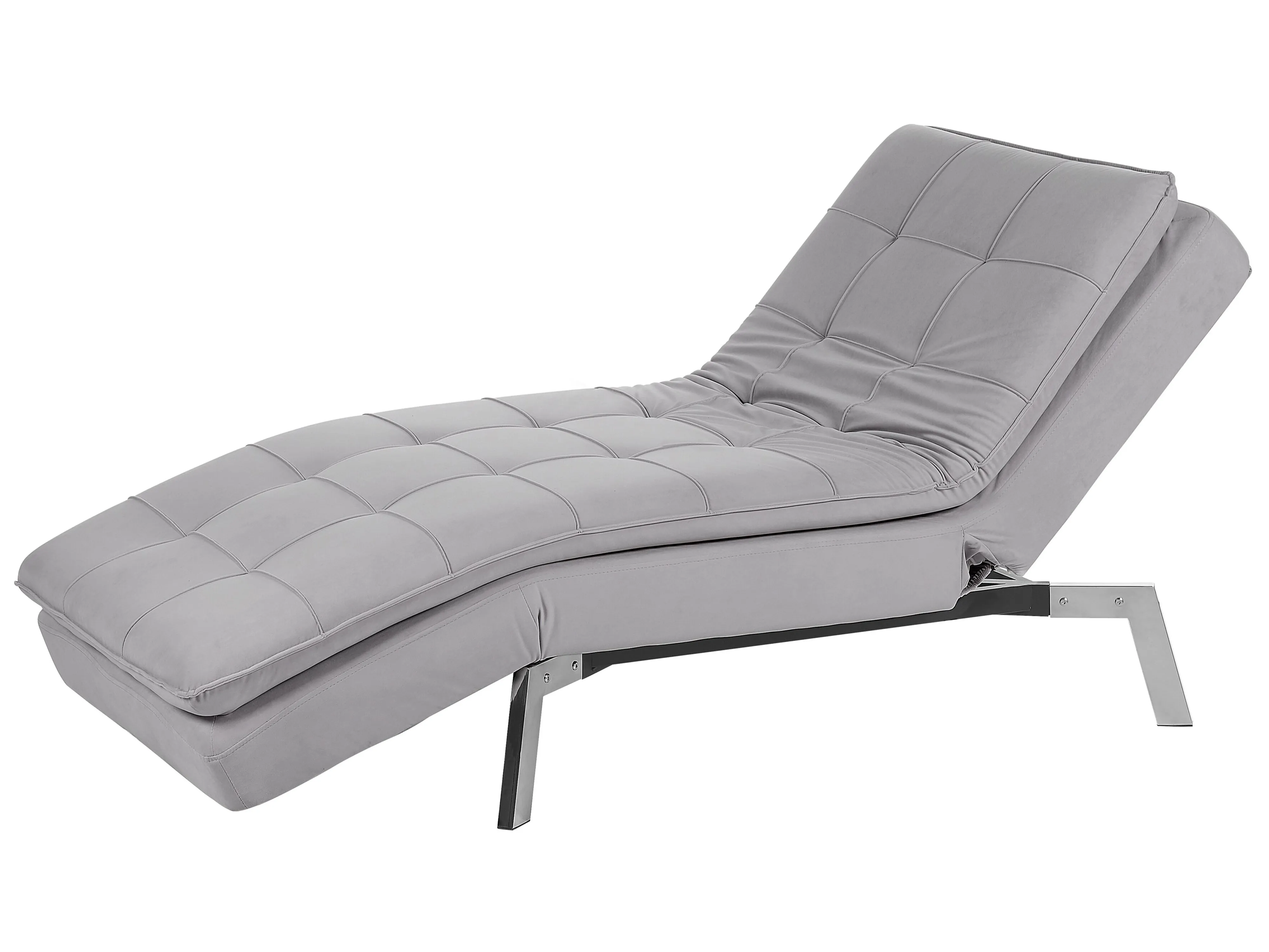 Chaise longue LOIRET Fluweel Lichtgrijs
