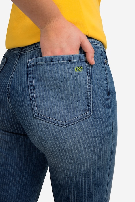 Streifenjeans, Marlenehose, 5-Pocket, mit recyceltem Polyester
