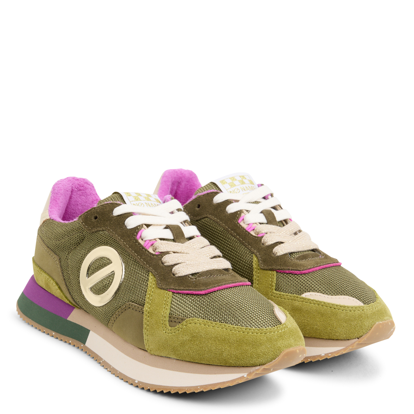 MIA - Baskets basses compensées en cuir mélangé | Vert