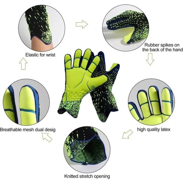 1 par Tykke Latex Palm Keeperhansker Anti-skli fotballtrening - størrelse 9