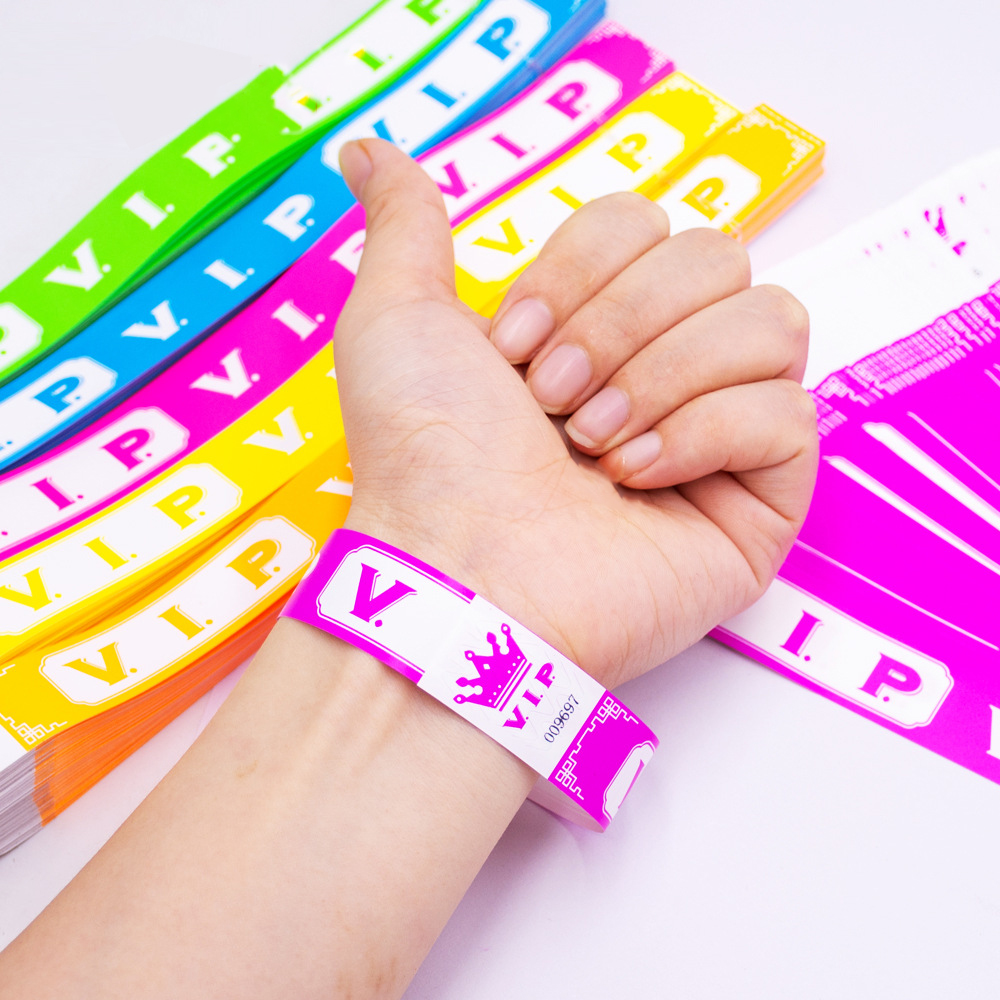 (100er Set) 25cm Party Einlass Armband Selbstklebendes VIP Eintritts Band Festival Kontrollband - Pink