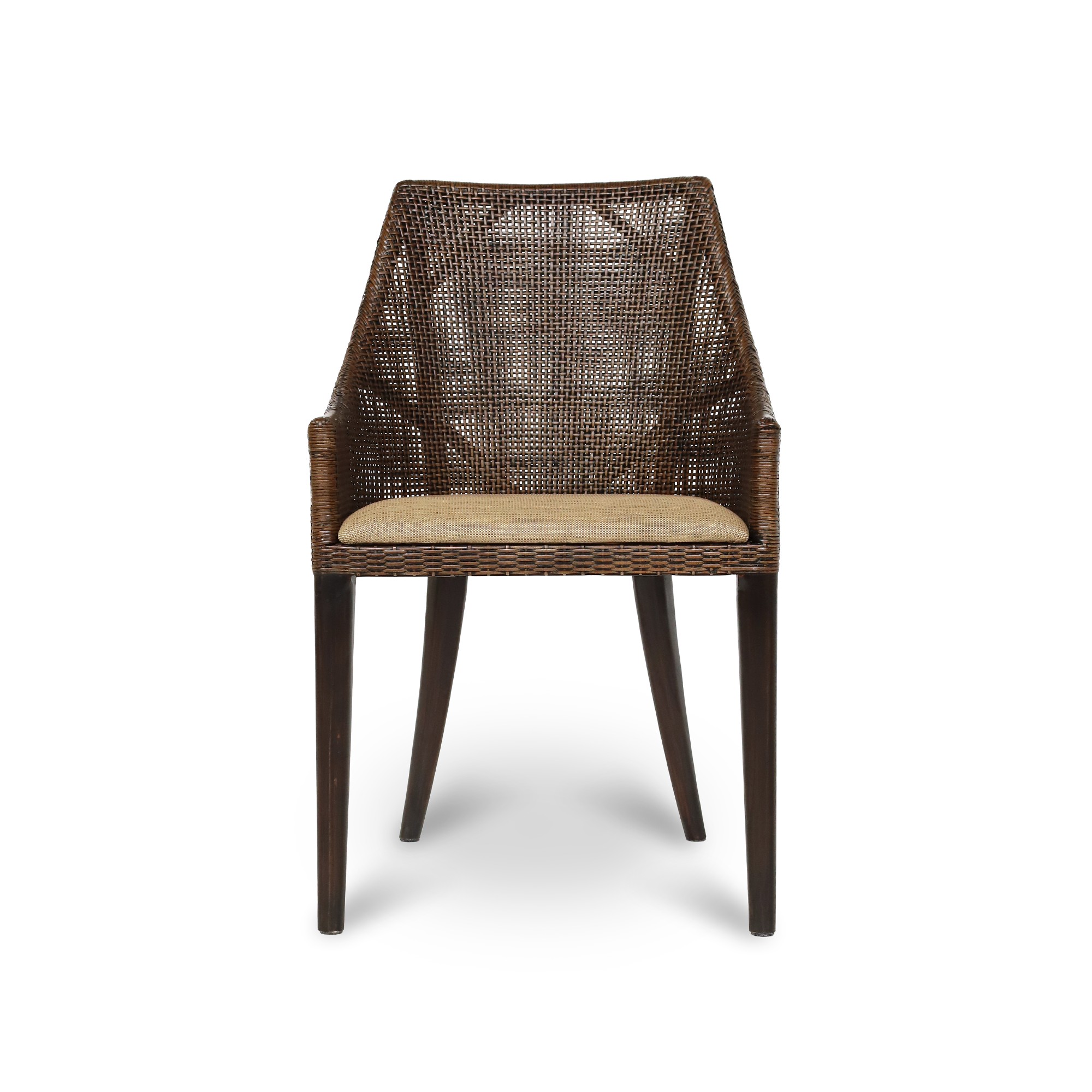 Armsessel 'Dimanche', Rattan und Mahagony, B 53 cm, H 88 cm, L 56 cm von fischer's lagerhaus