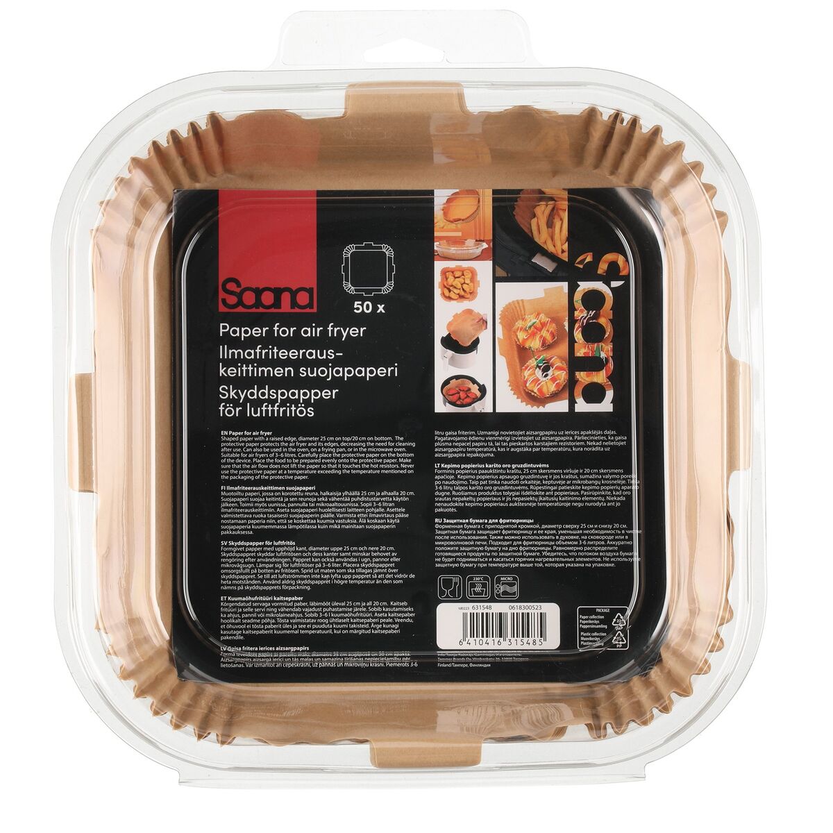 Bakepapir til airfryer 25x20 cm, 50 stk