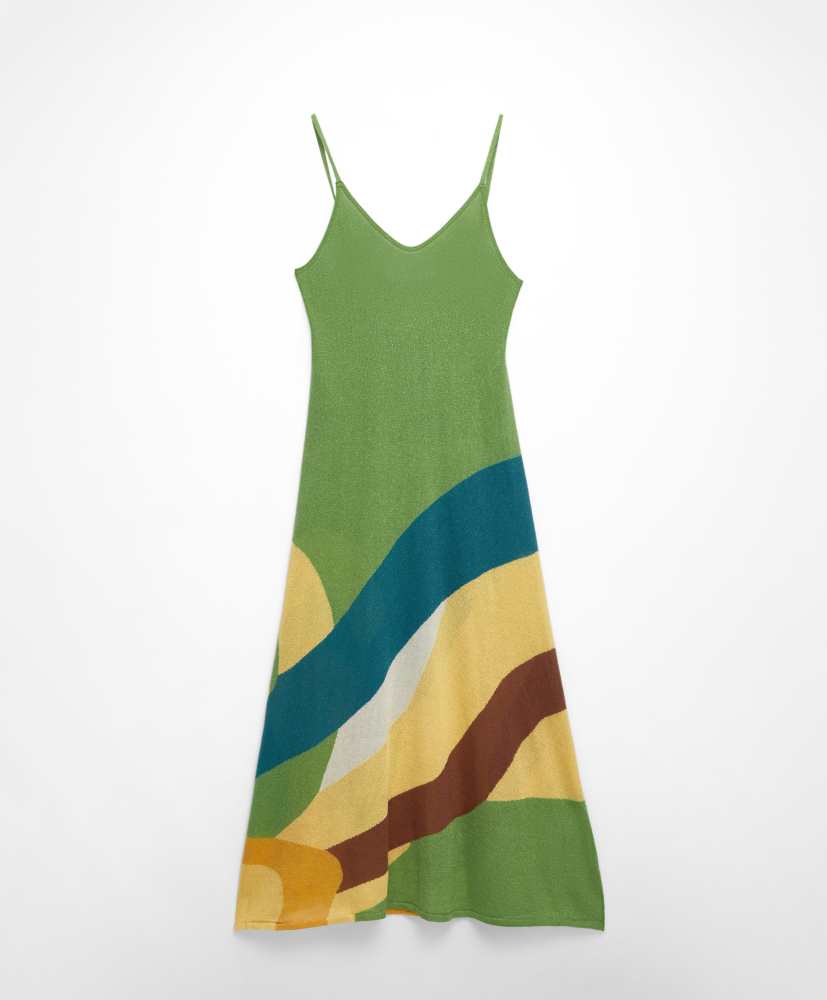 Vestido midi de malha brilhante com alças