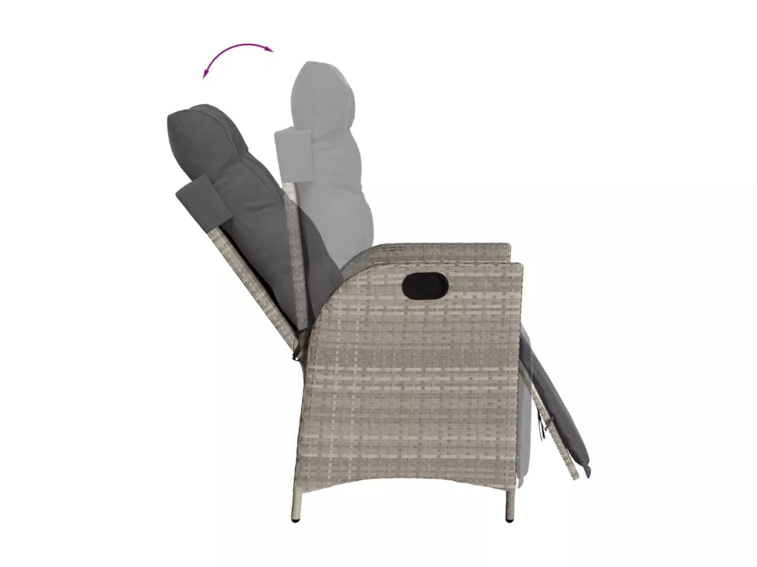 Chaises inclinables de jardin lot de 2 avec repose-pied rotin