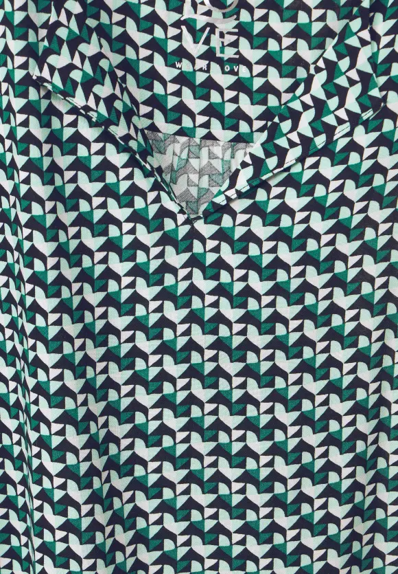 Minimalmuster Blusentop - lagoon green