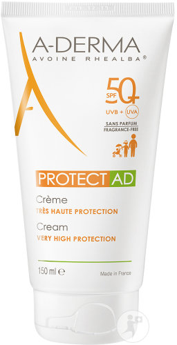A-Derma Exomega Controle Crème Solaire Émoliente IP50+ Peau Tendance Atopique 150ml