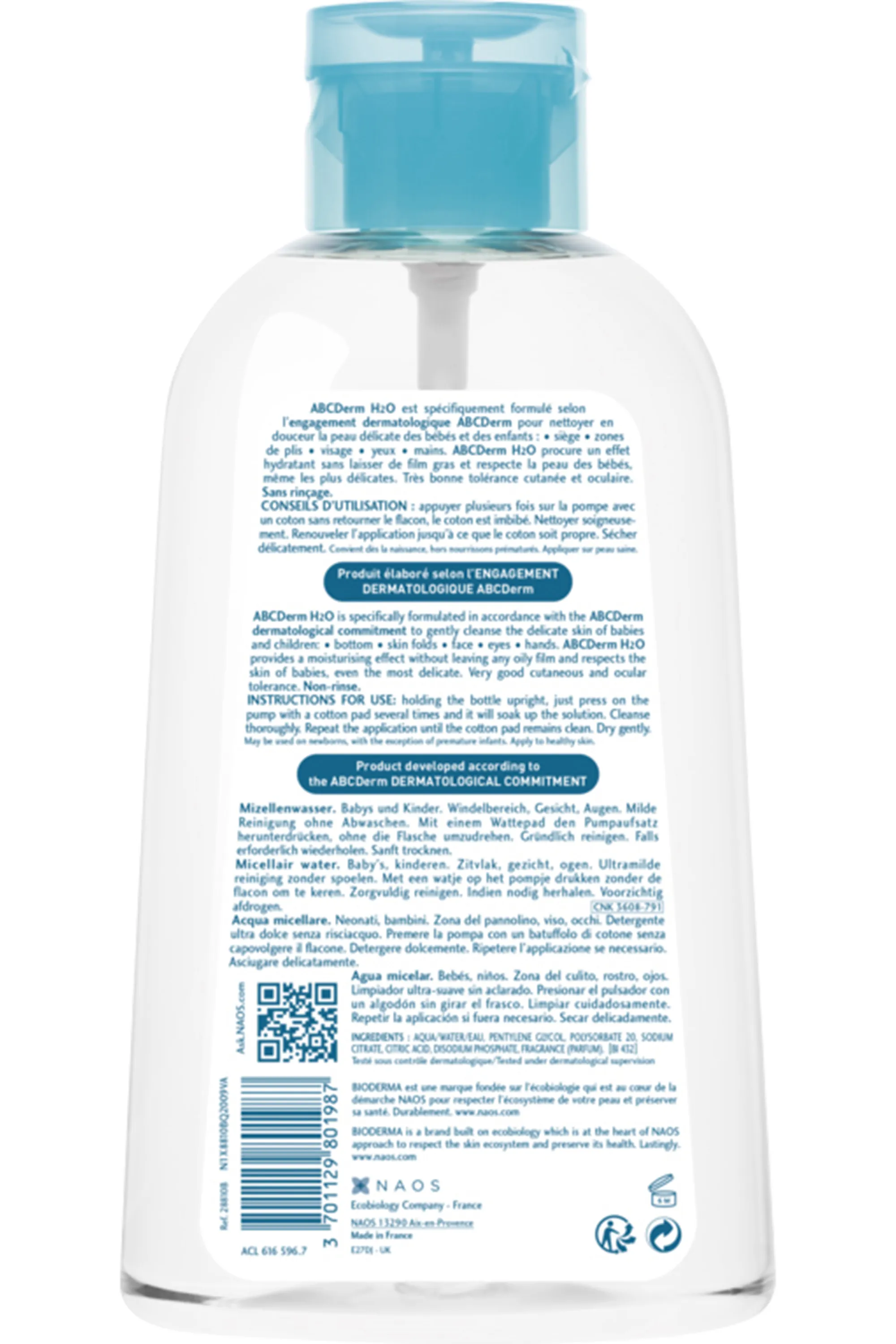 Bioderma Eau micellaire bébé & enfant ABCDerm H2O-1 L