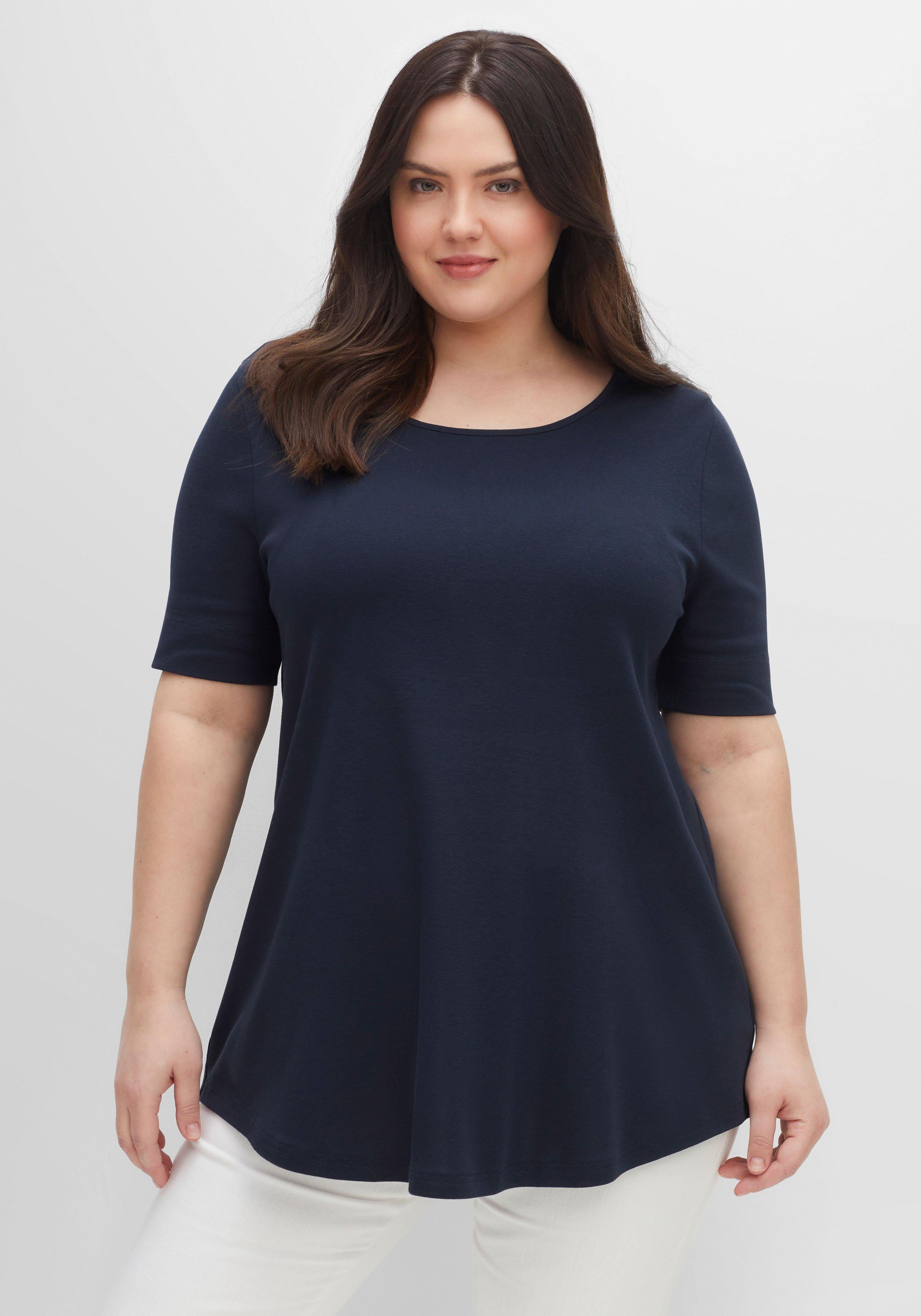 Longshirt mit abgerundetem Saum
