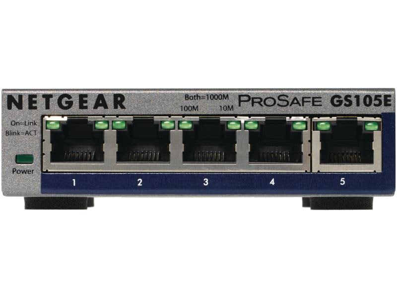 Netgear Switch GS105Ev2 5 Port 5 Port-Gigabit-Switch mit QoS- und VLAN-Funktion