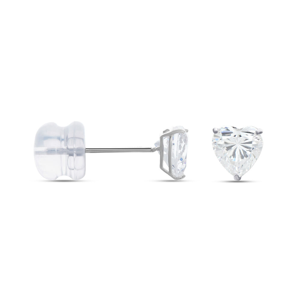 Boucles D'oreilles Puces Or Blanc Katherine Oxyde De Zirconium
