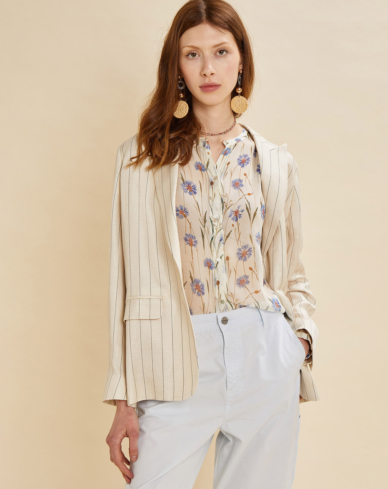 Chloé Stora Veste en Lin mélangé Valerio écrue