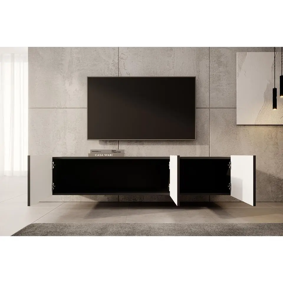 Meubella - TV-Meubel Pepinos - Mat zwart - 150 cm