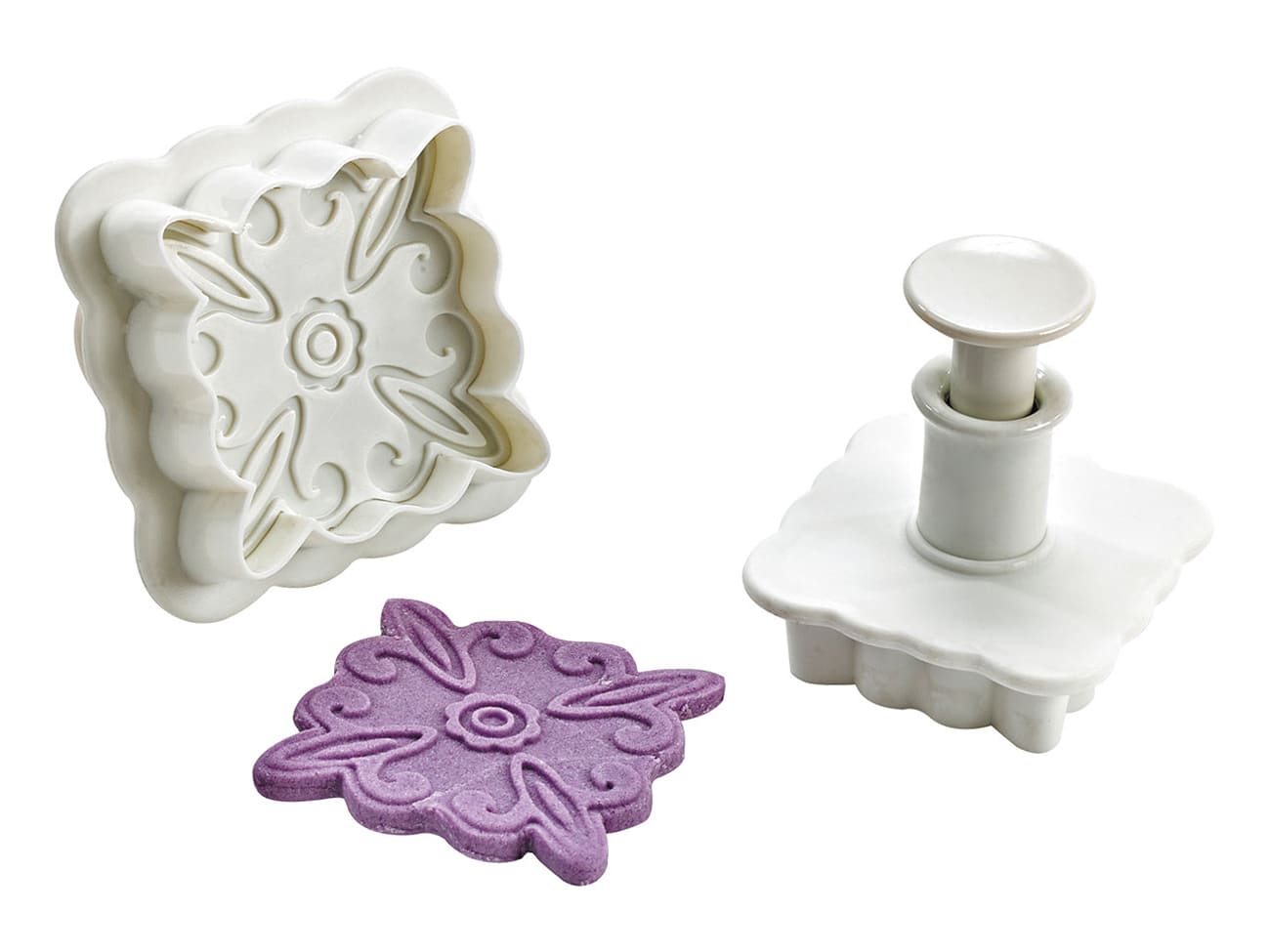 Emporte-piece carrés ornés - à poussoir - Lot de 2 - Mallard Ferrière