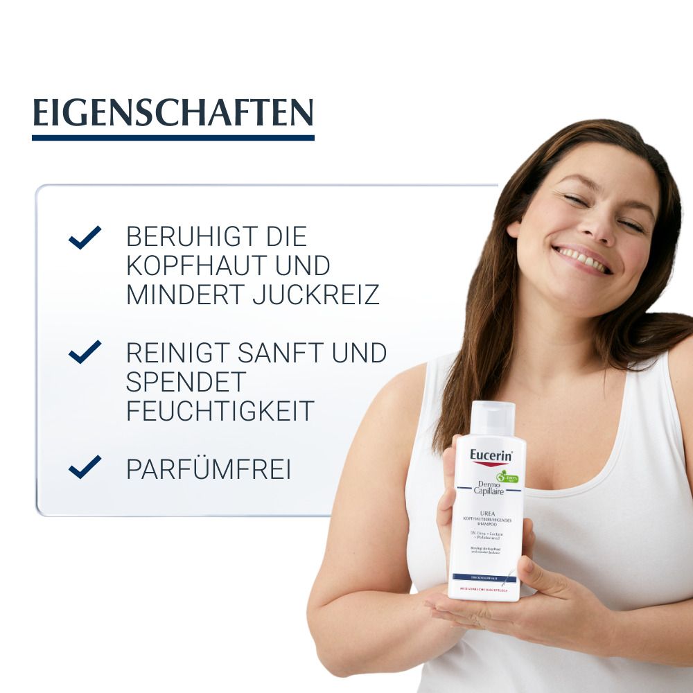 Eucerin DermoCapillaire Urea Kopfhautberuhigendes Shampoo – Beruhigt trockene und juckende Kopfhaut - Jetzt 3€ sparen mit Code 