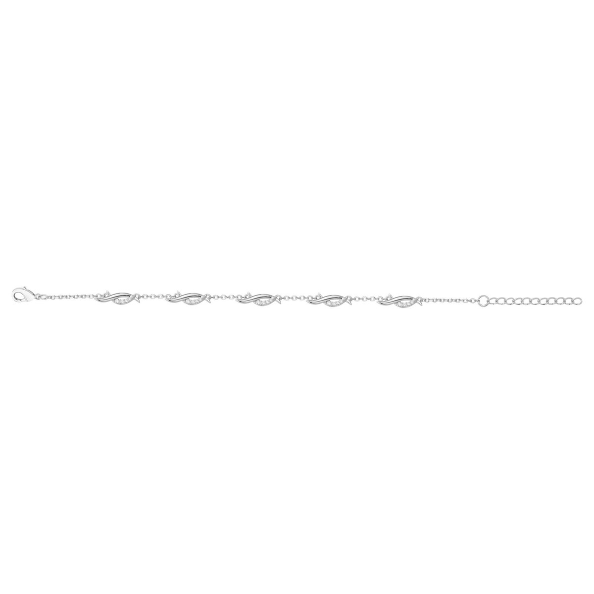 Bracelet souple multi-motifs en Argent avec oxyde de zirconium blanc