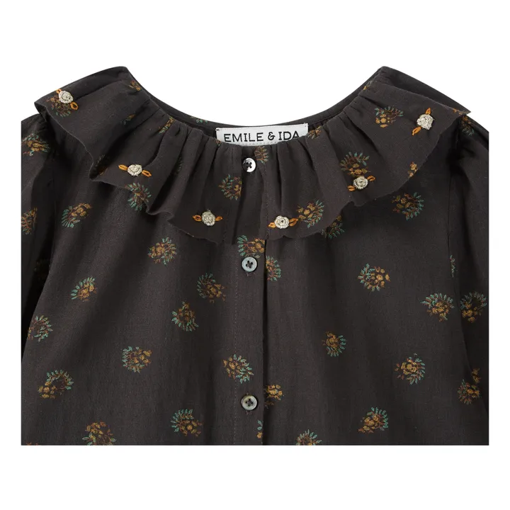 Emile et Ida Blouse Fleurs | Gris anthracite