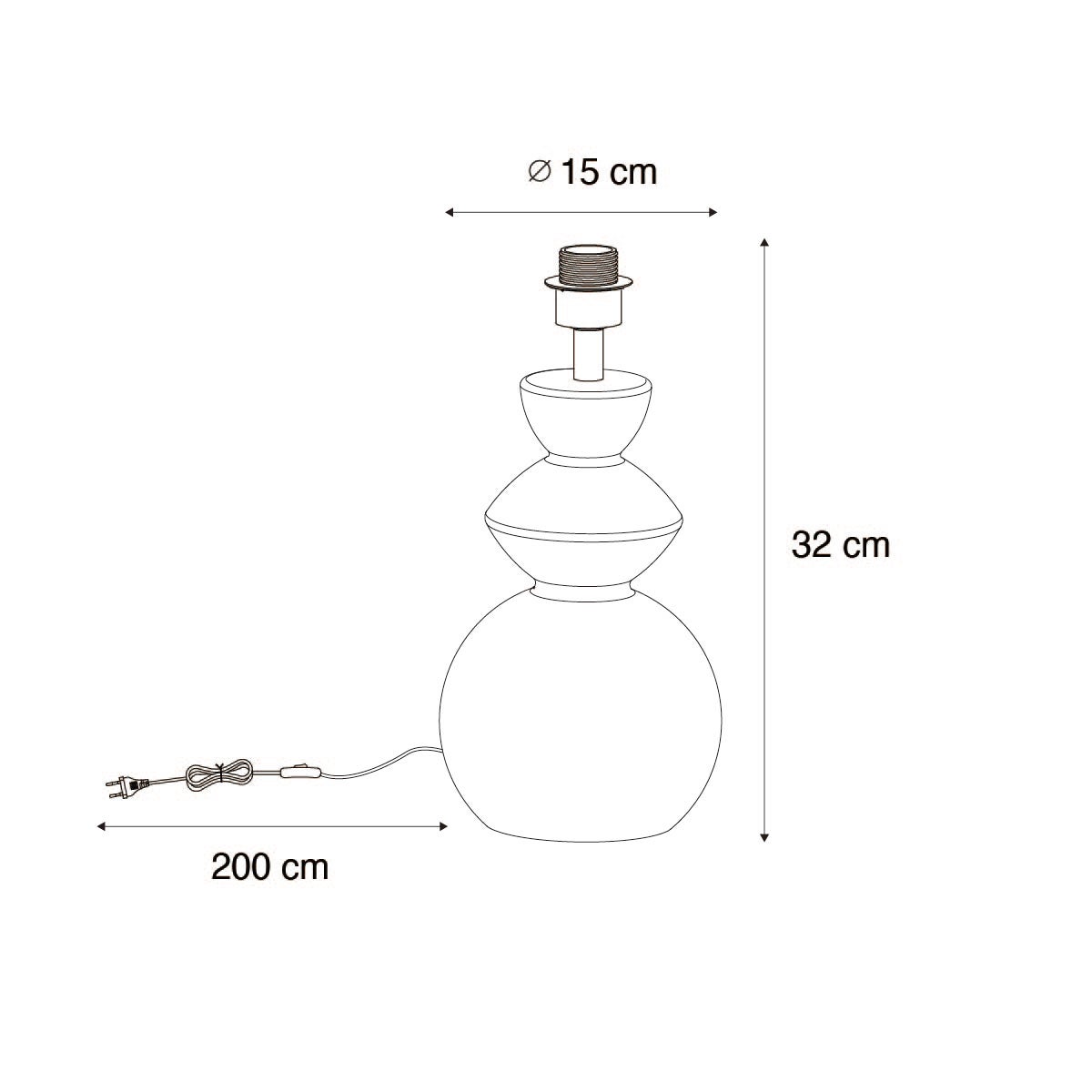 Design tafellamp van wit keramiek, 15 cm zonder kap – Alisia