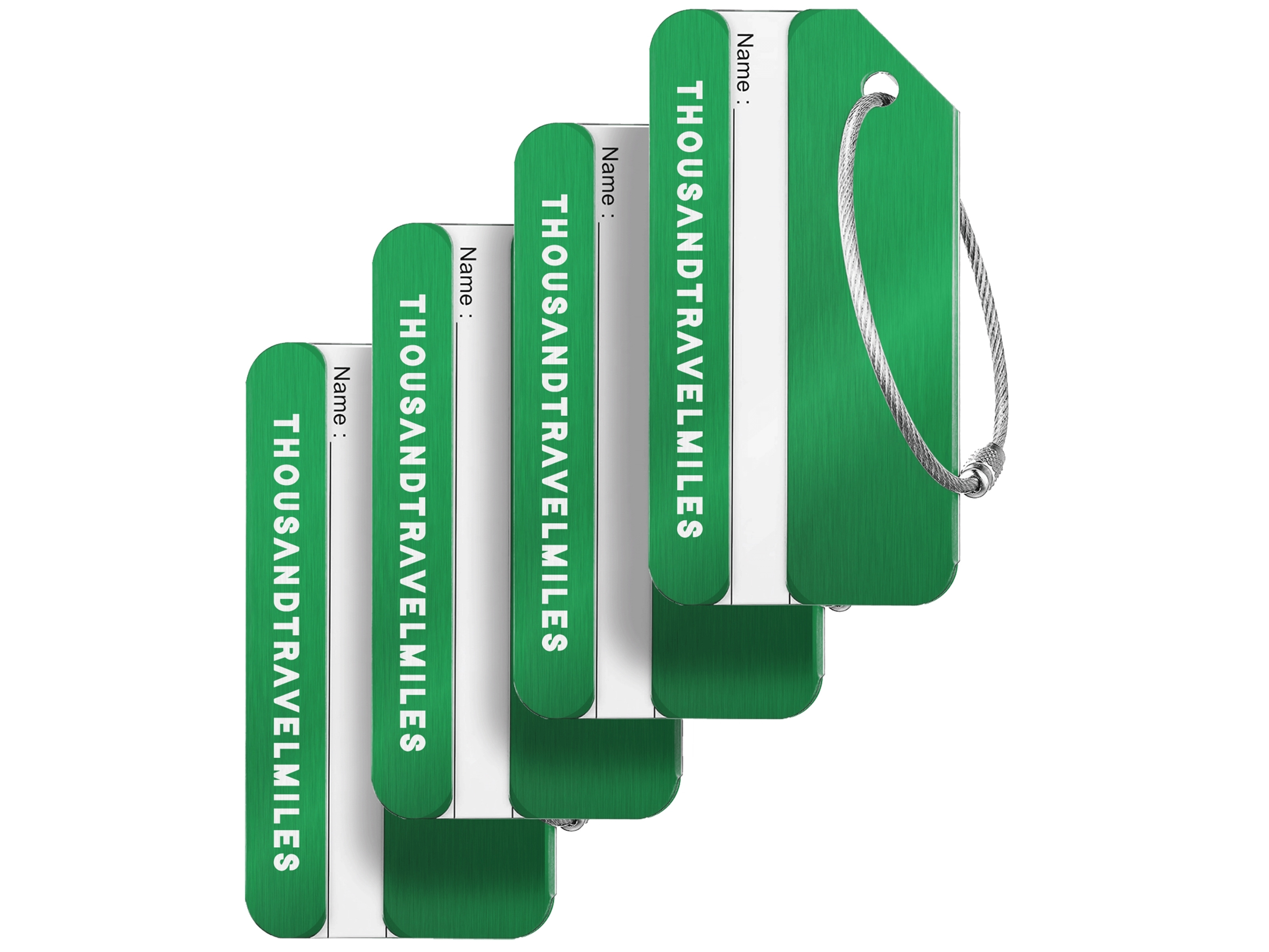 Thousandtravelmiles set van 4 Aluminium Bagagelabels - Green