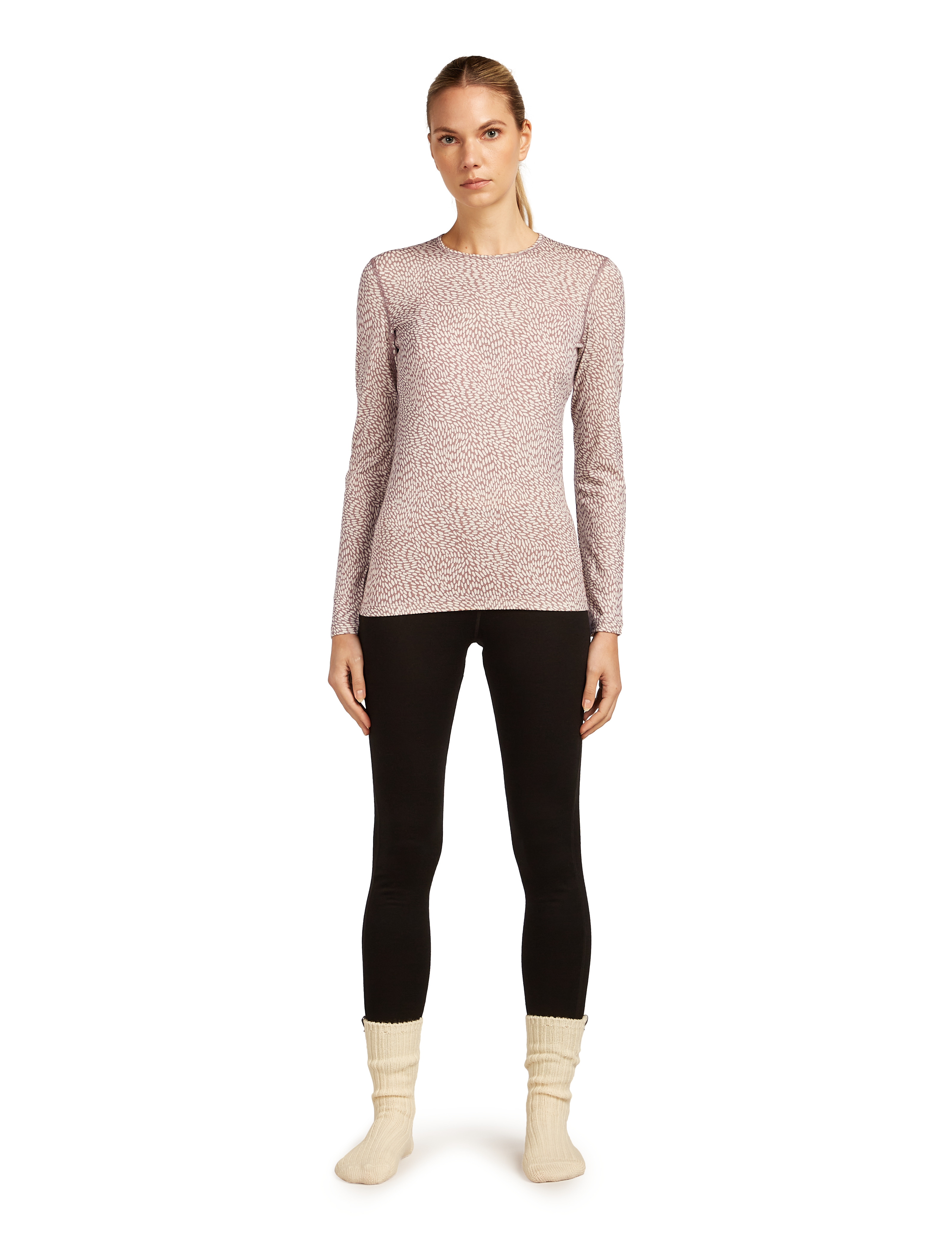 W Merino 200 Oasis LS Crewe Flock Forms AOP