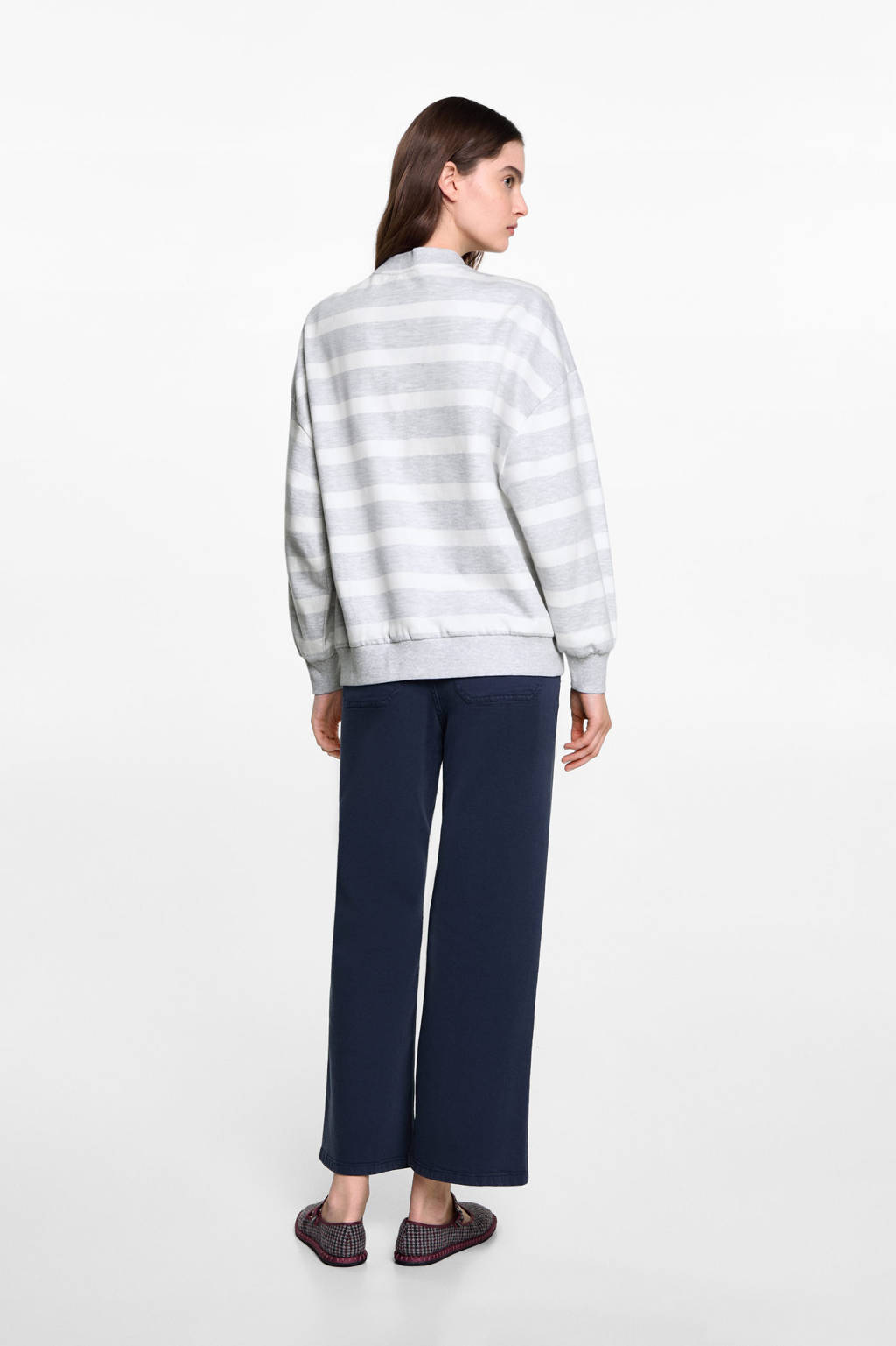 MANGO TEEN gestreepte sweater lichtgrijs melange/wit