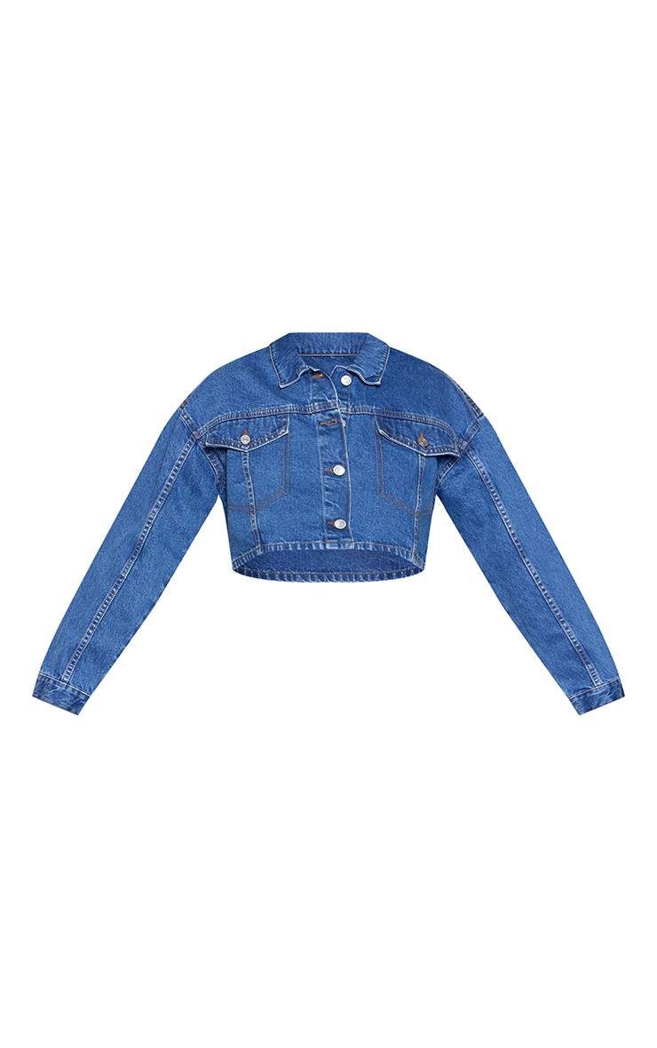 Mid Blue Wash Veste En Jean Courte Bleu Moyen