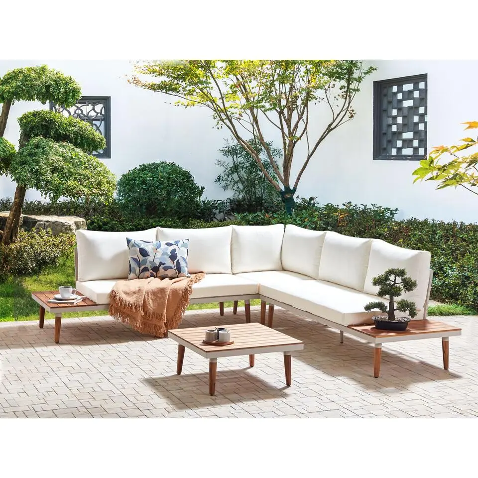 CORATO - Loungeset voor 5 - Wit - Acaciahout