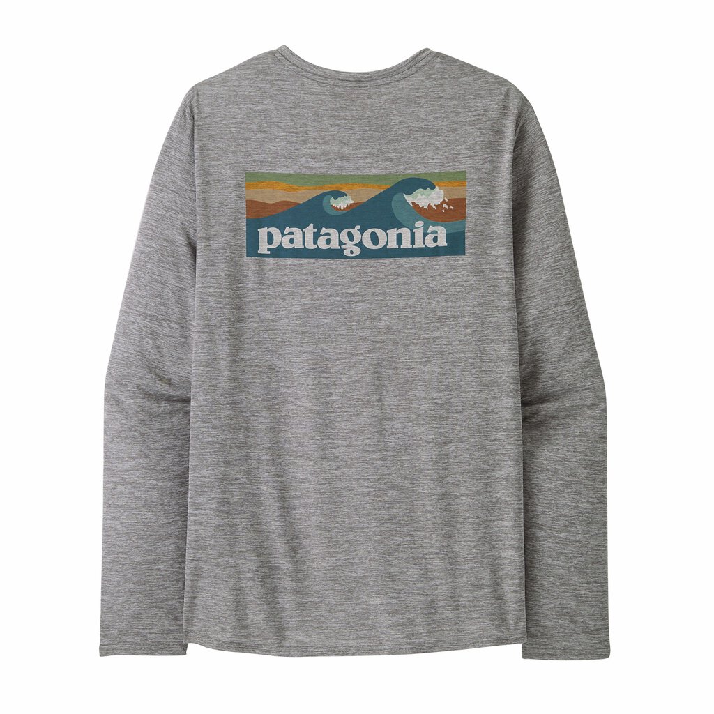 Patagonia LS Cap Cool Daily Graphic Shirt Waters Board Logo/Abalone Blue/Feather Board Logo/Abalone Blue/Feather