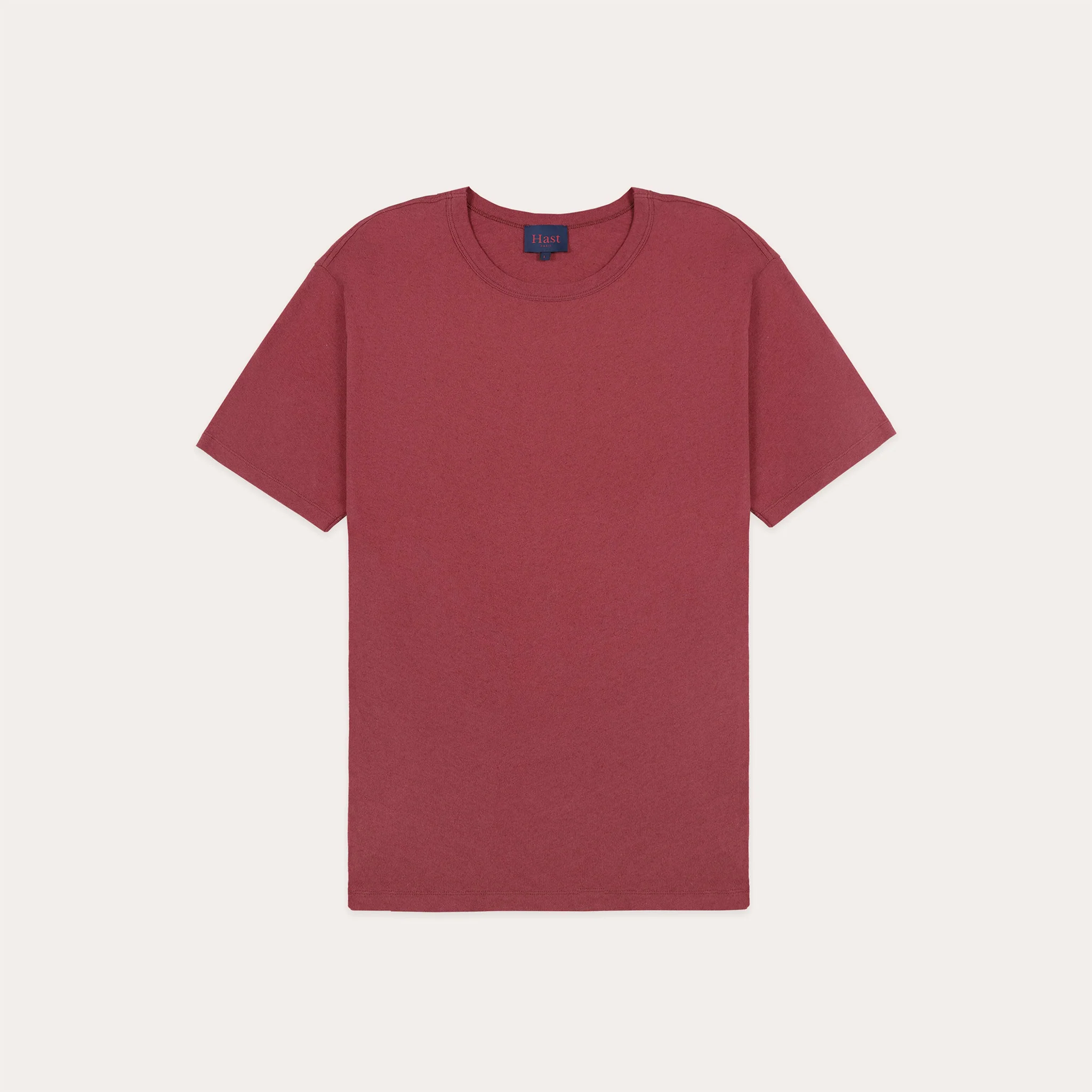 Raspberry cotton and linen T-shirt